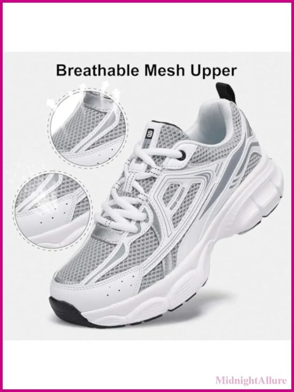Women's Chunky Fashion Sneakers Breathable Mesh Lace-Up Athletic Shoes